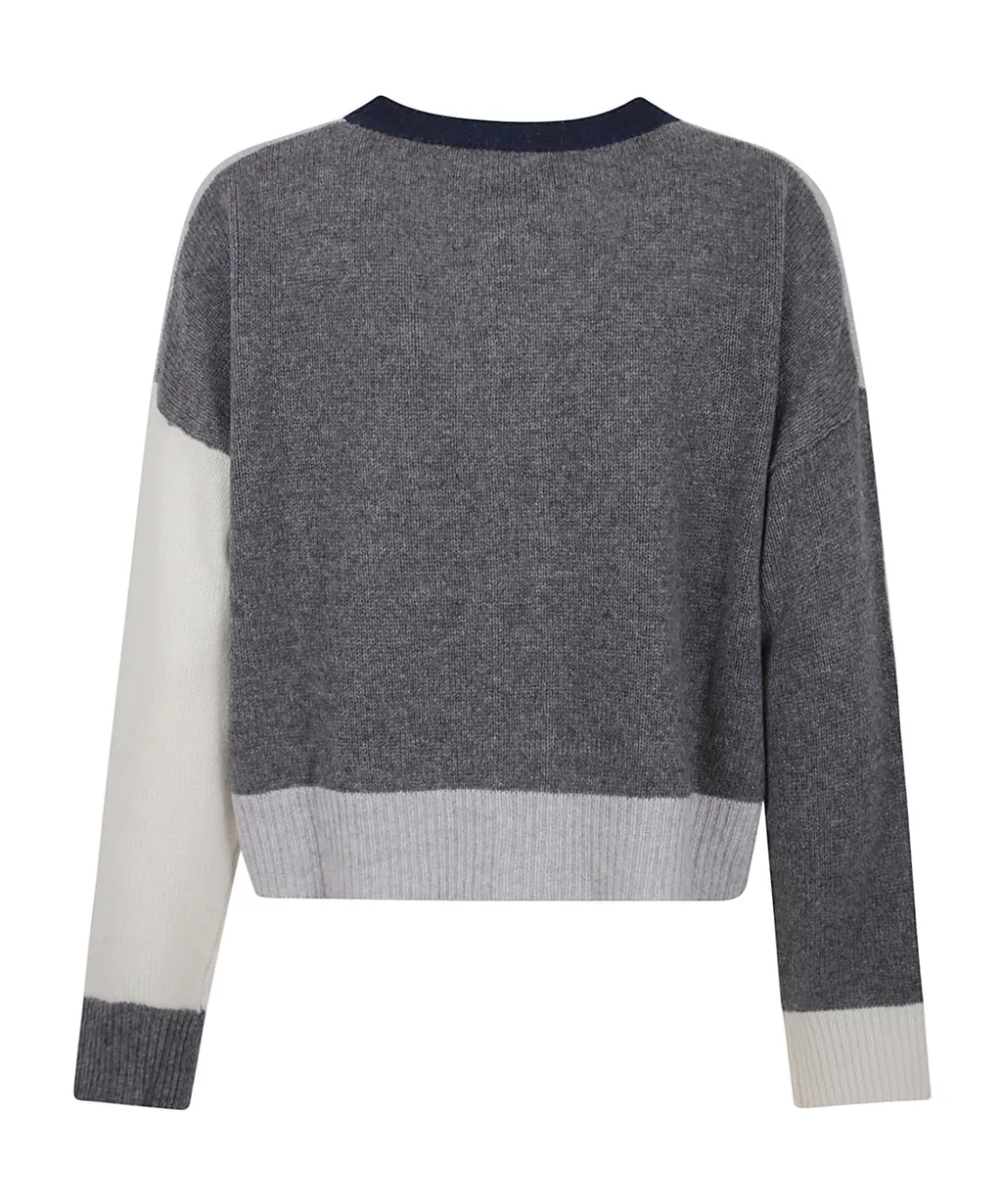 Logo Embroidered Color Blocked Cardigan