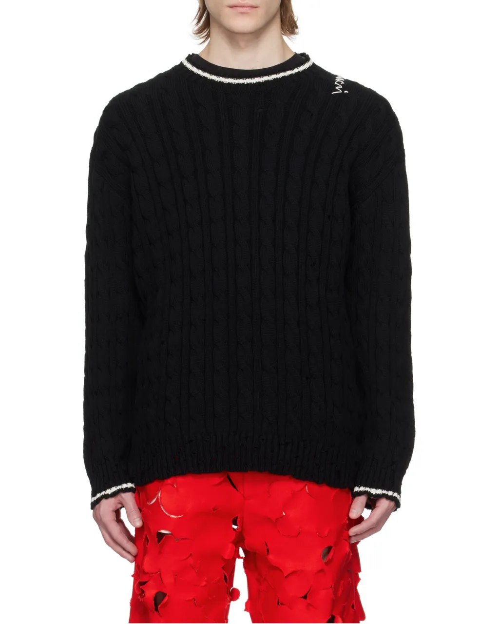 Cable-Knit Round-Neck Sweater