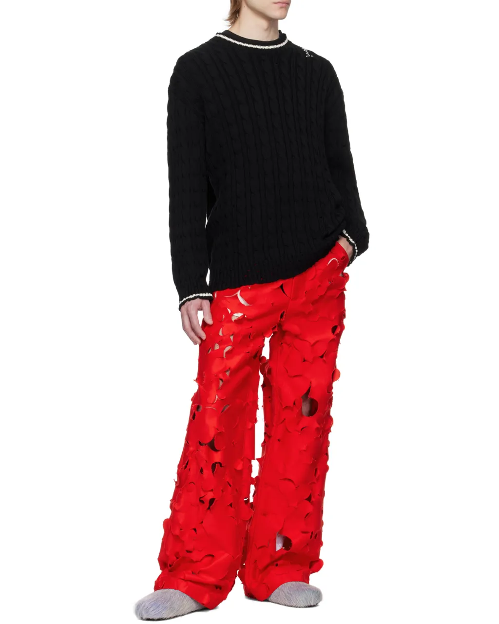 Cable-Knit Round-Neck Sweater