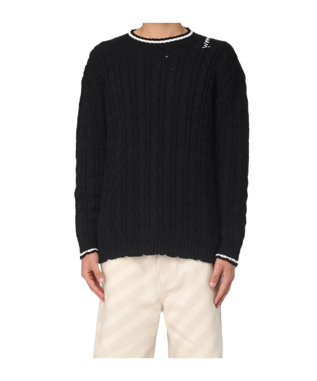 Cable-Knit Round-Neck Sweater