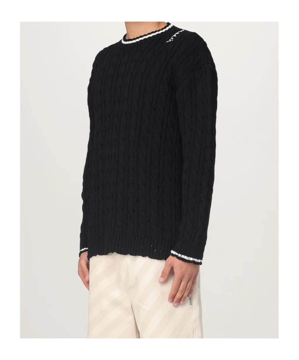 Cable-Knit Round-Neck Sweater