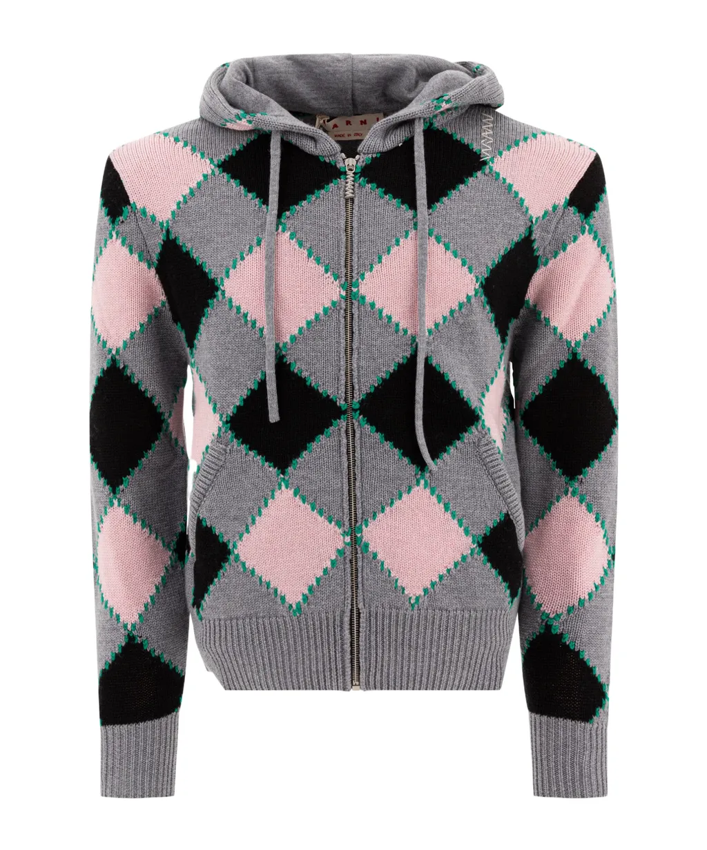 Checked Kitted Cardigan