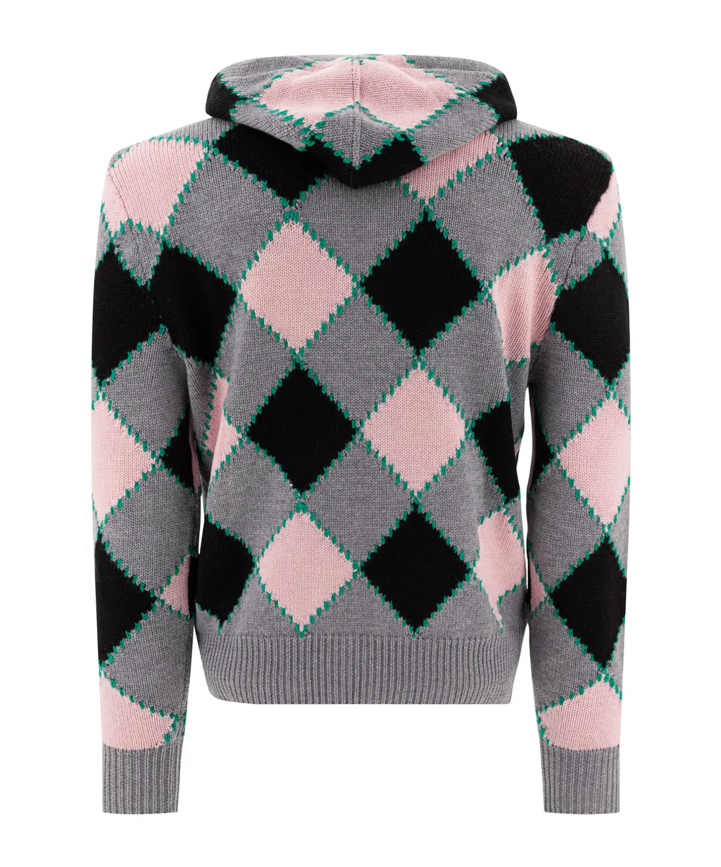 Checked Kitted Cardigan