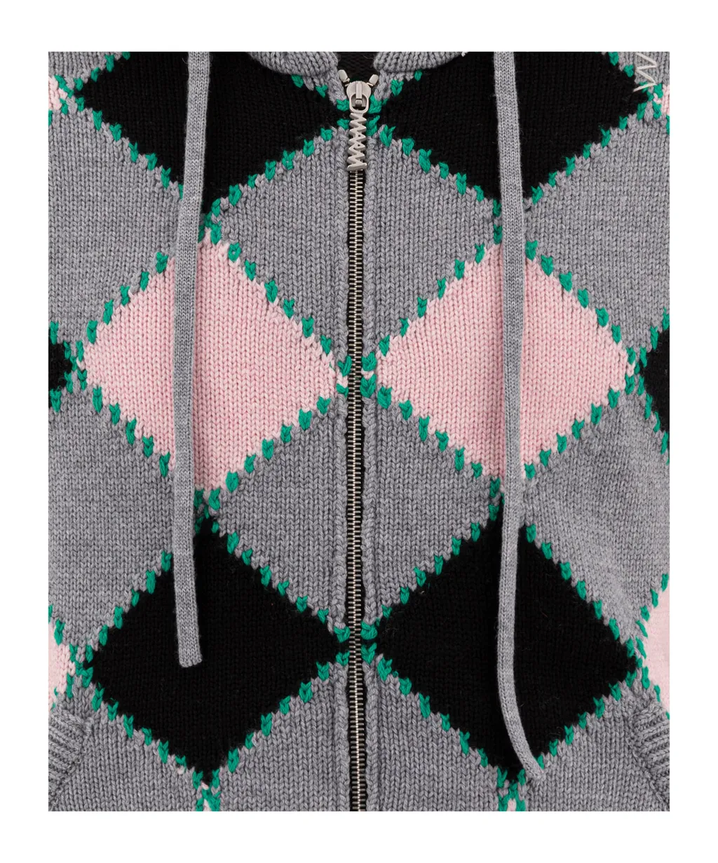 Checked Kitted Cardigan
