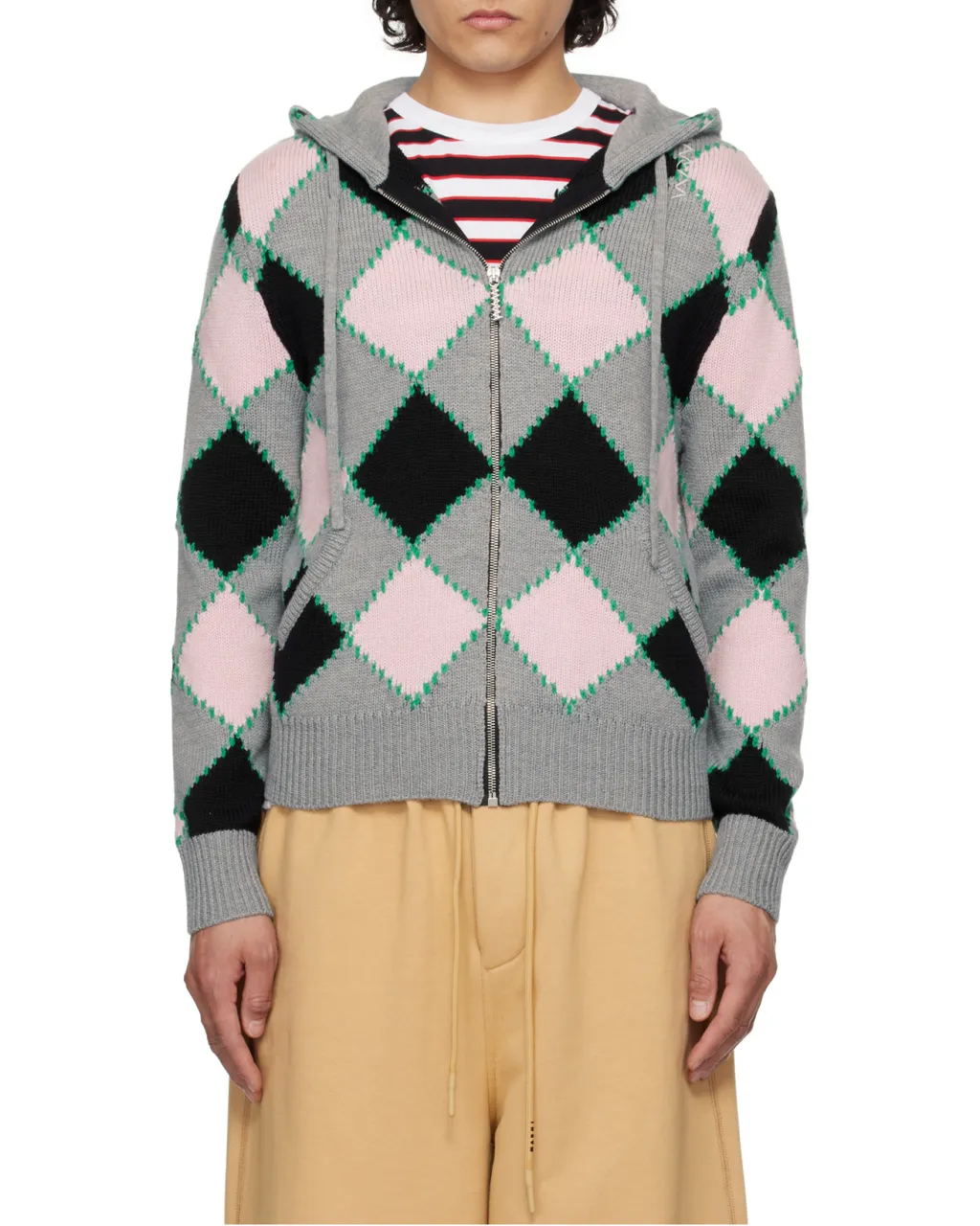 Checked Kitted Cardigan