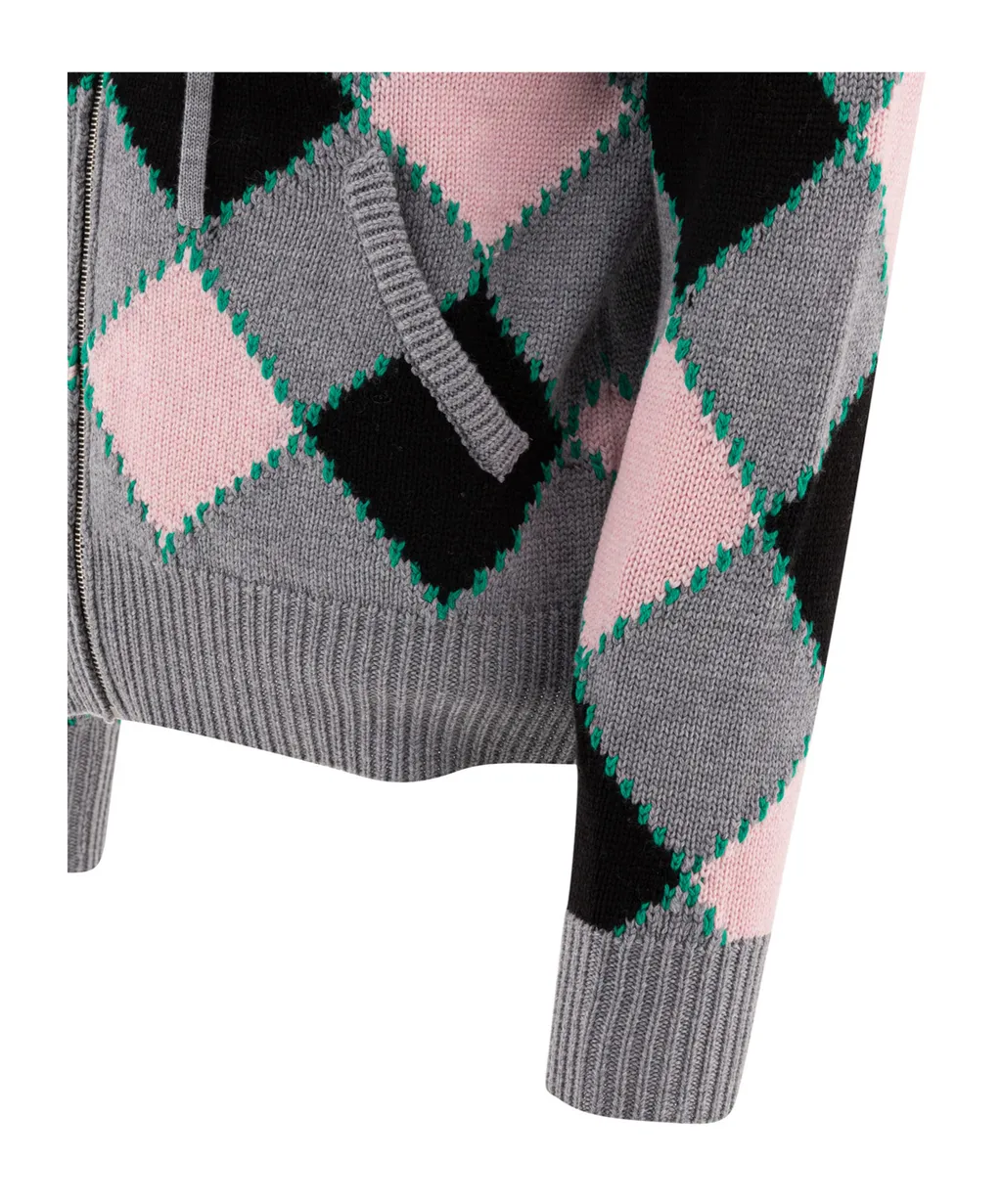 Checked Kitted Cardigan
