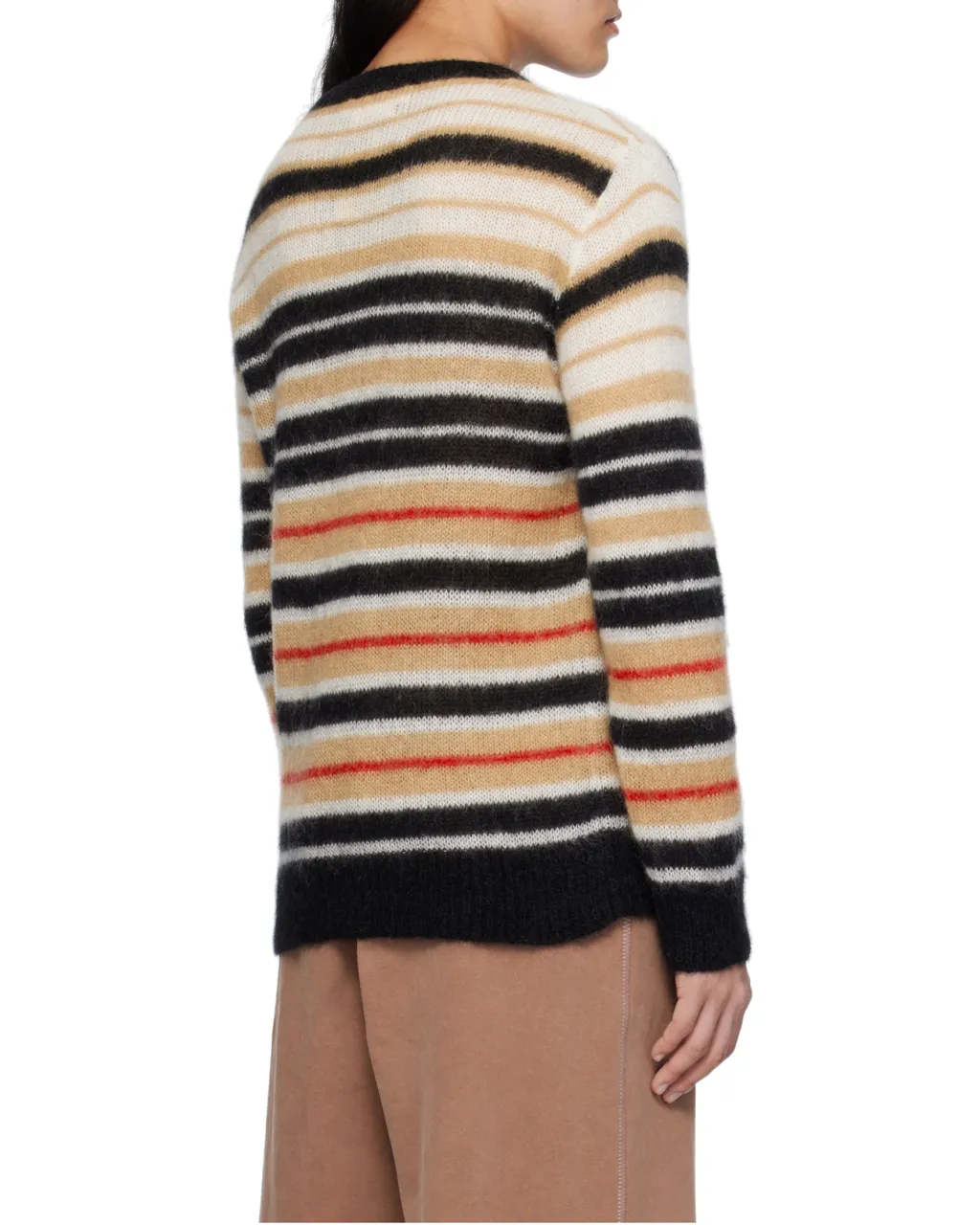 Logo Embroidered Striped Brushed Jumper