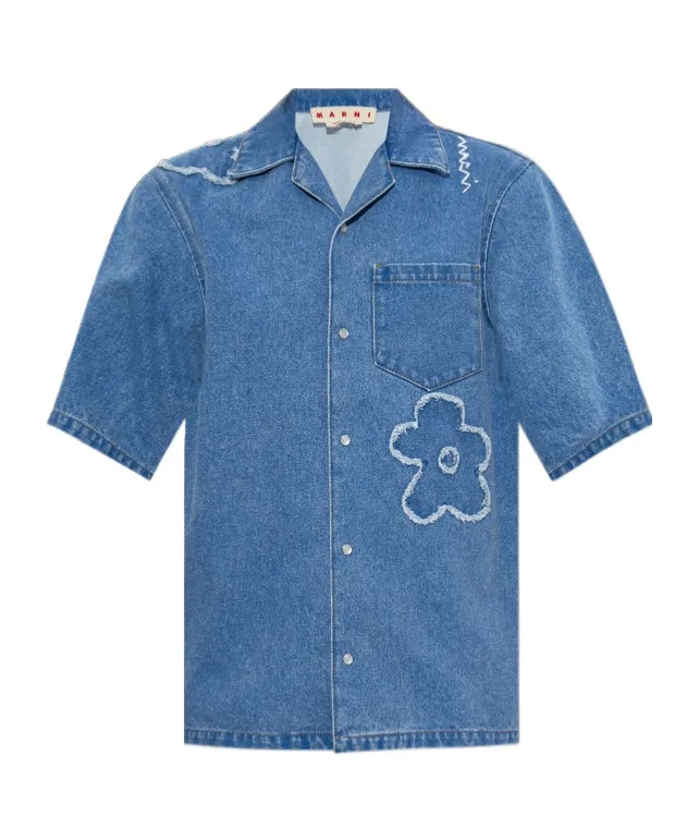 Logo Embroidered Denim Shirt