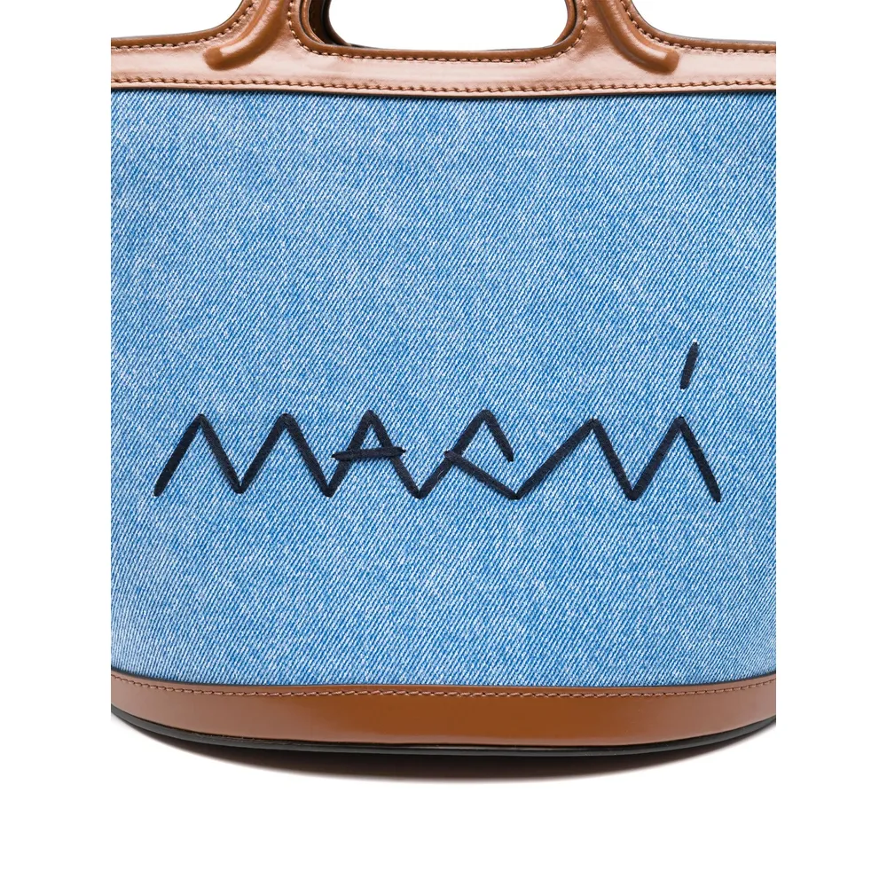 Logo Embroidered Denim Tote Bag