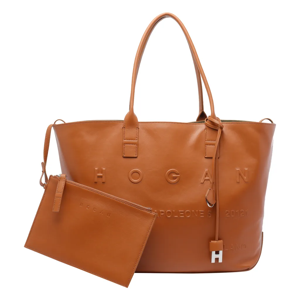 Medium Script Logo Leather Shoulder Bag