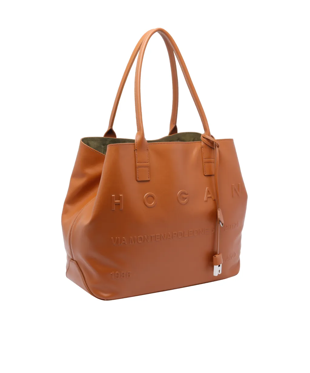 Medium Script Logo Leather Shoulder Bag