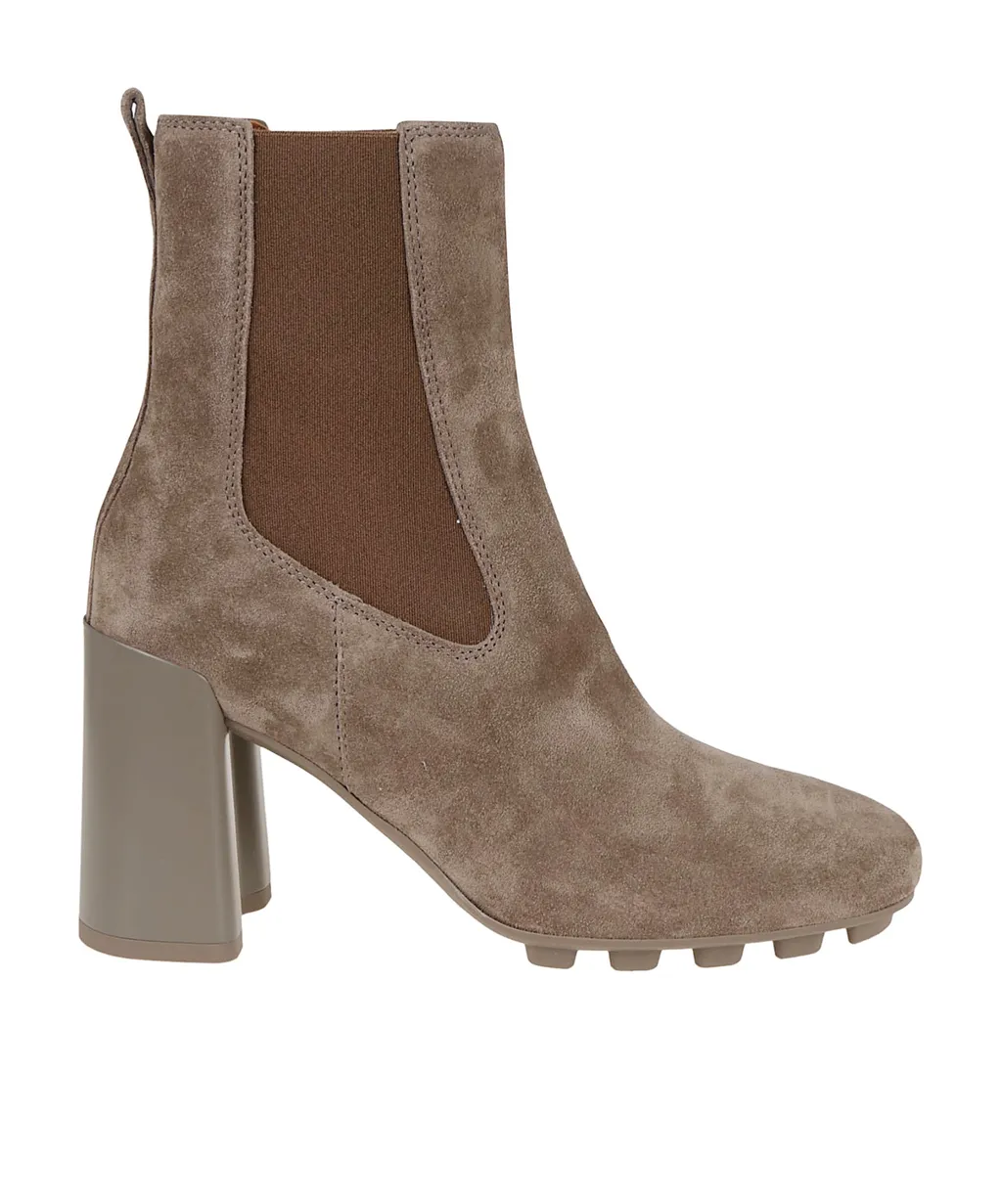 Block-Heel Suede Chelsea Boots