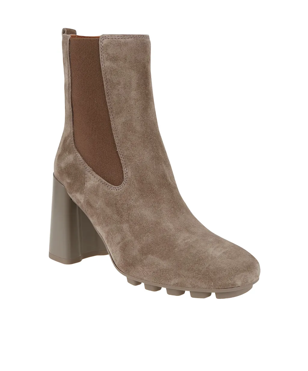 Block-Heel Suede Chelsea Boots