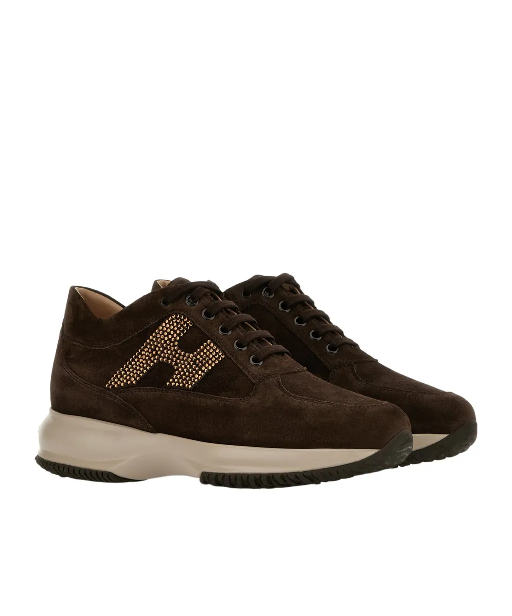 Crystal-Embellished Suede Sneakers