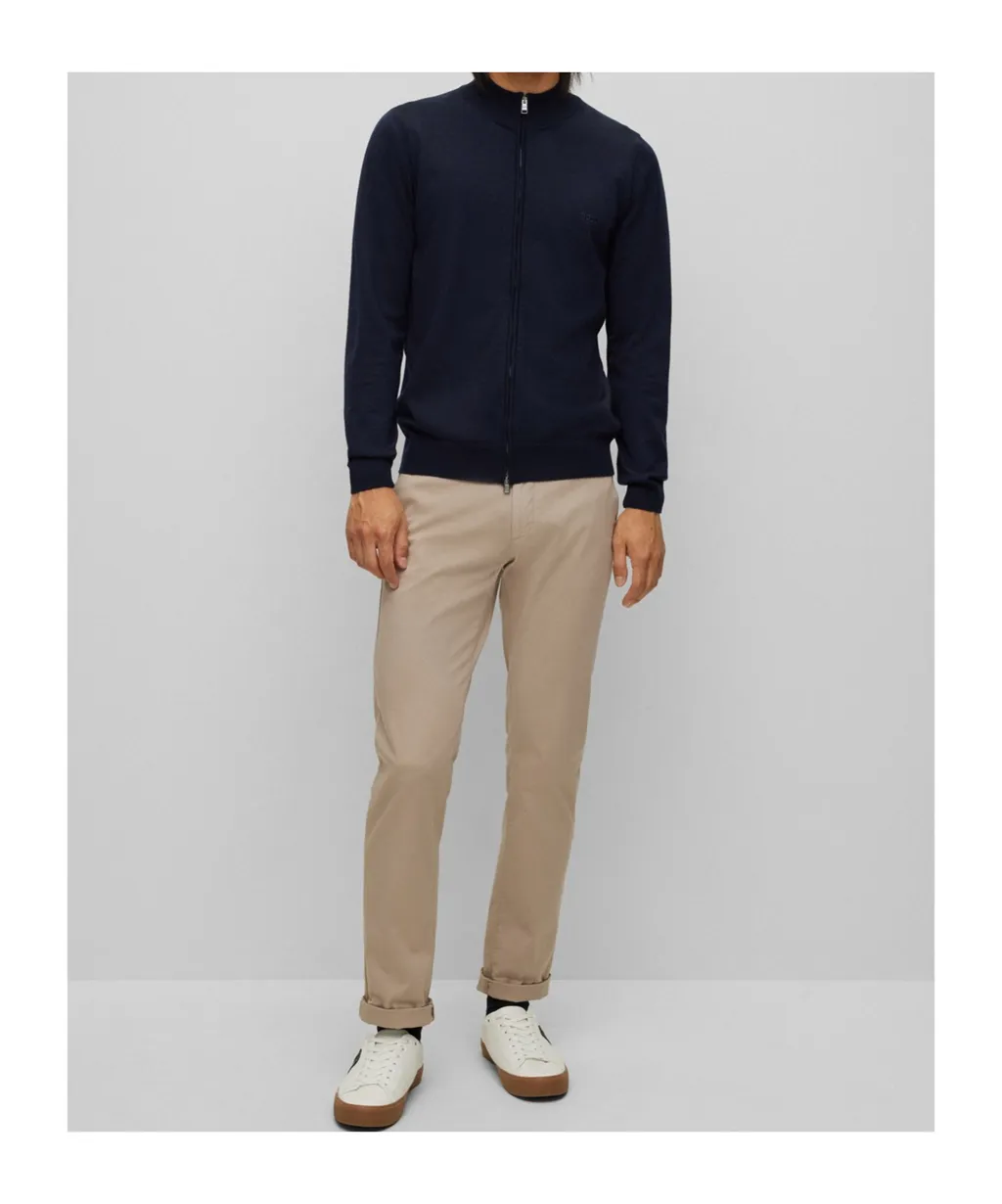 Zip-Up Virgin Wool Cardigan