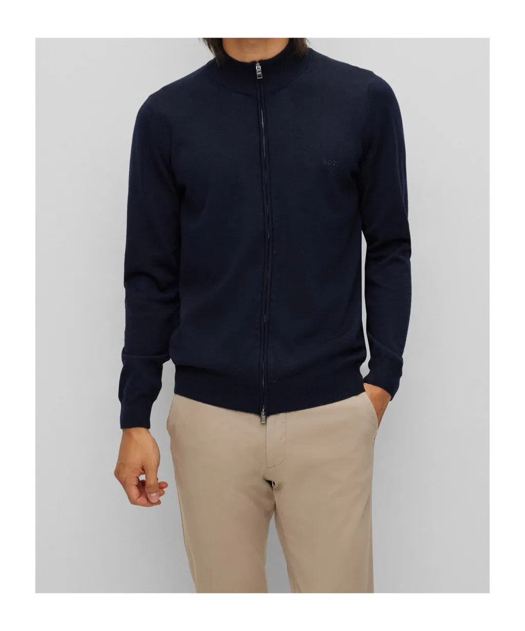 Zip-Up Virgin Wool Cardigan