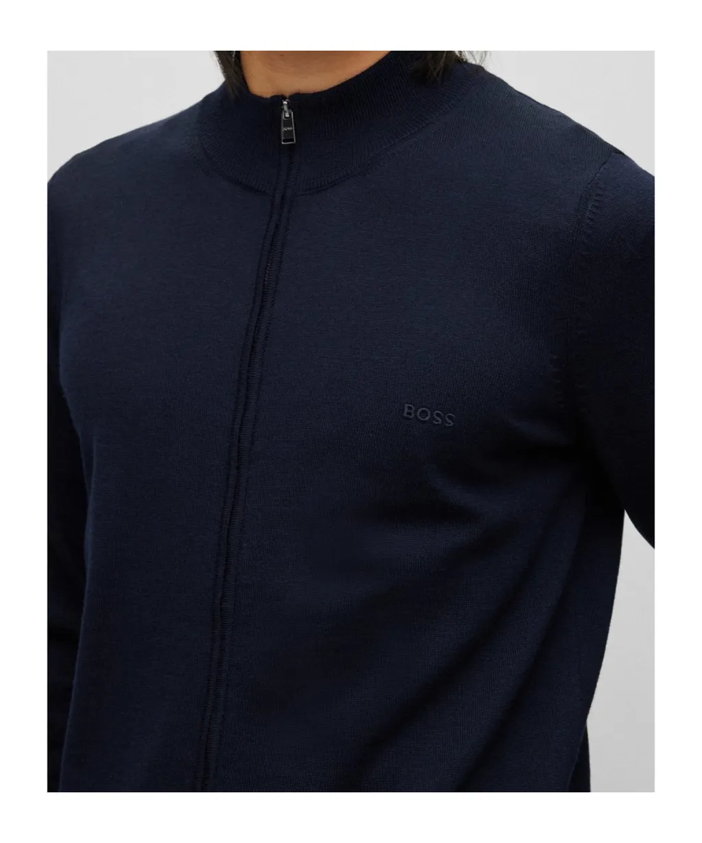 Zip-Up Virgin Wool Cardigan