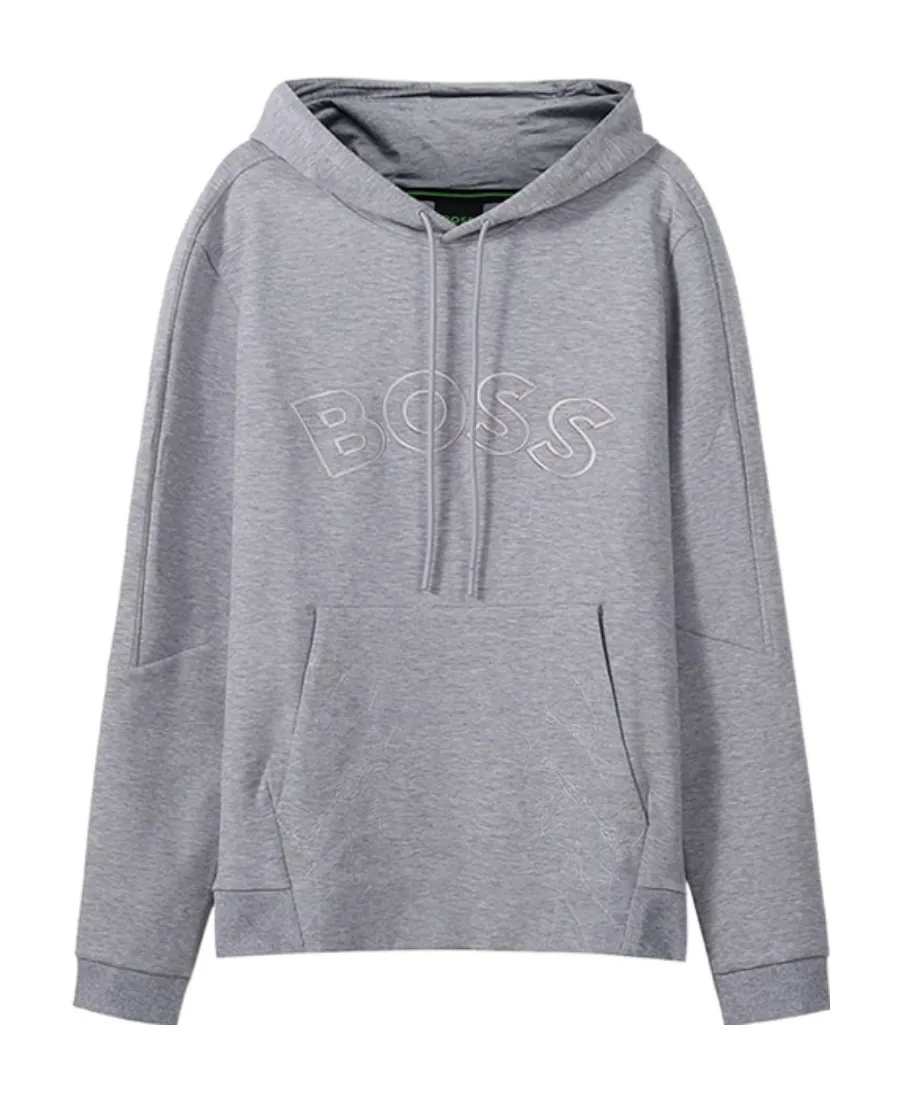 Curved Logo-Embroidered Drawstring Hoodie