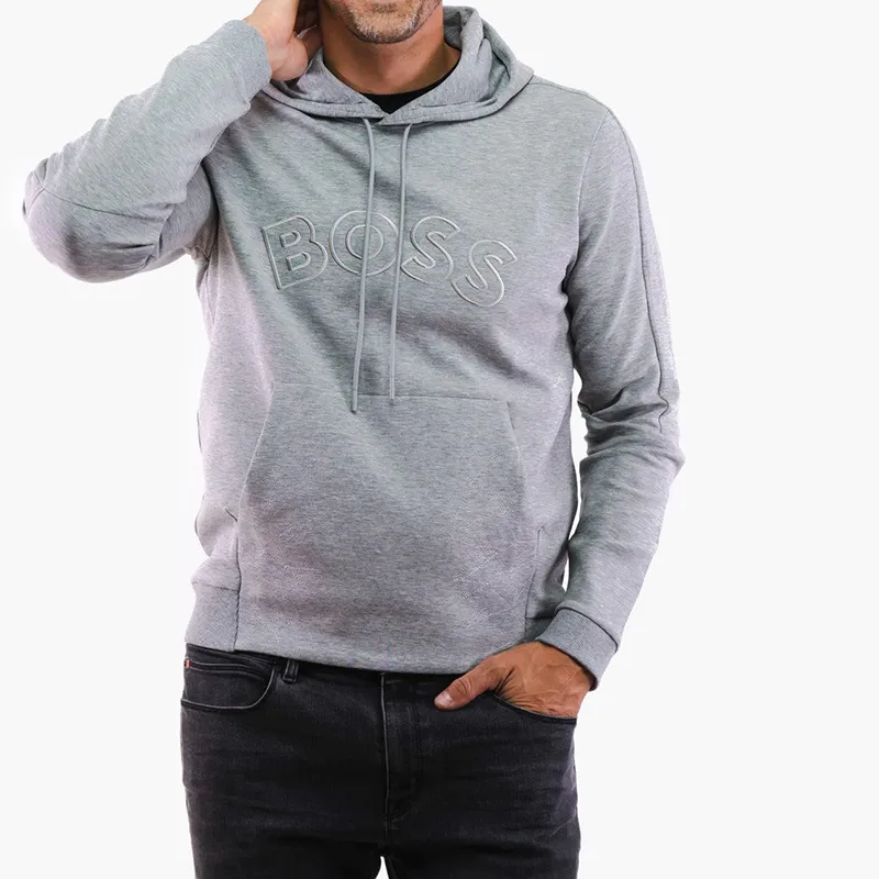 Curved Logo-Embroidered Drawstring Hoodie