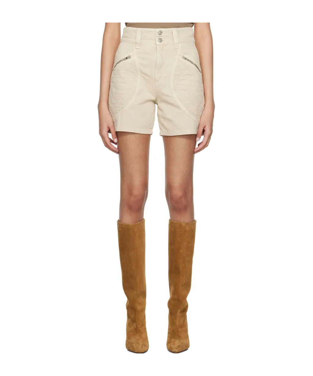 Quilted-Panel High-Waist Shorts