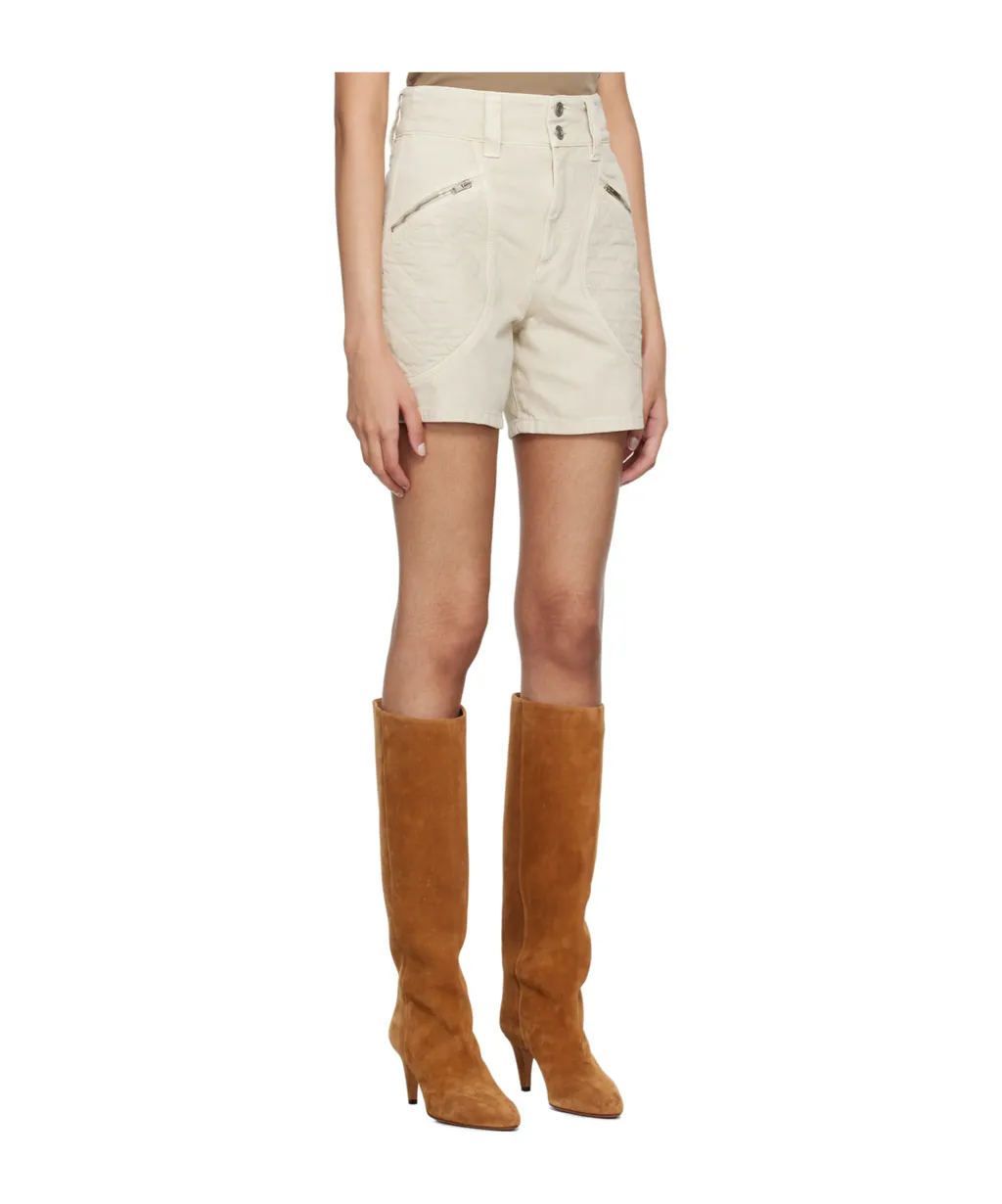 Quilted-Panel High-Waist Shorts