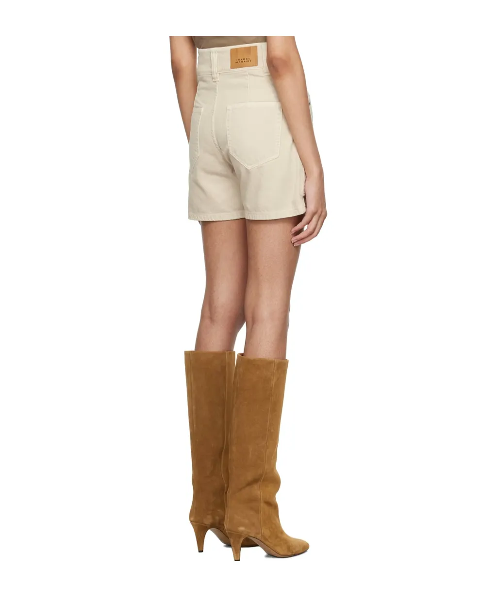 Quilted-Panel High-Waist Shorts