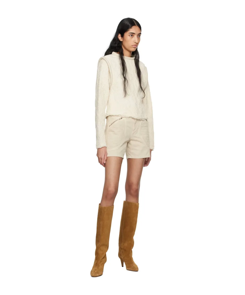 Quilted-Panel High-Waist Shorts