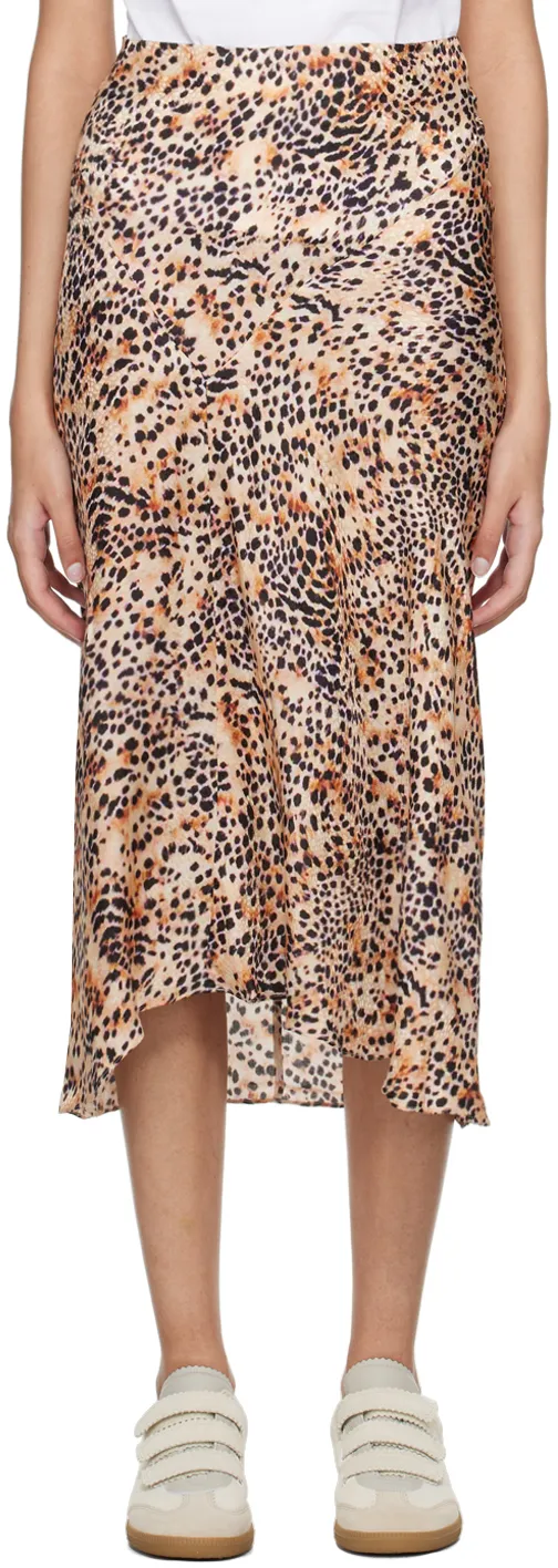 Animal-Print High-Low Midi Skirt