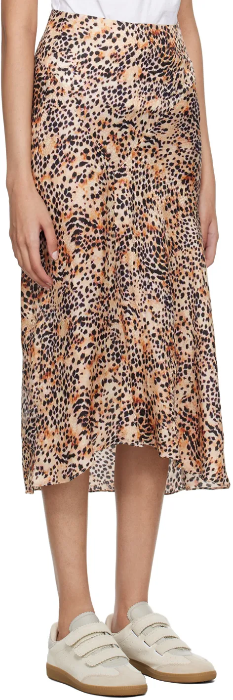Animal-Print High-Low Midi Skirt