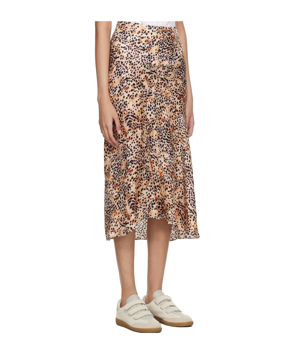 Animal-Print High-Low Midi Skirt