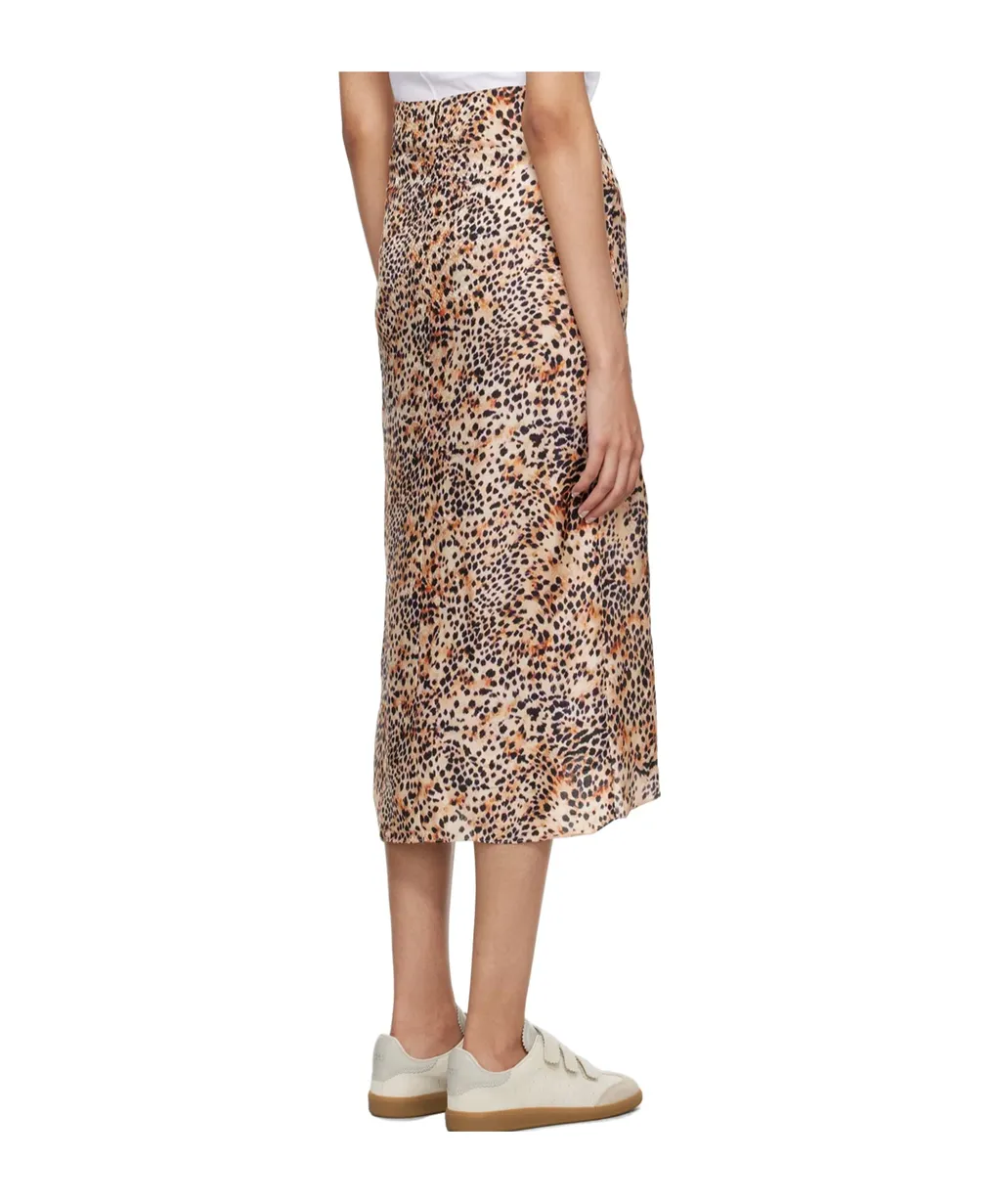 Animal-Print High-Low Midi Skirt