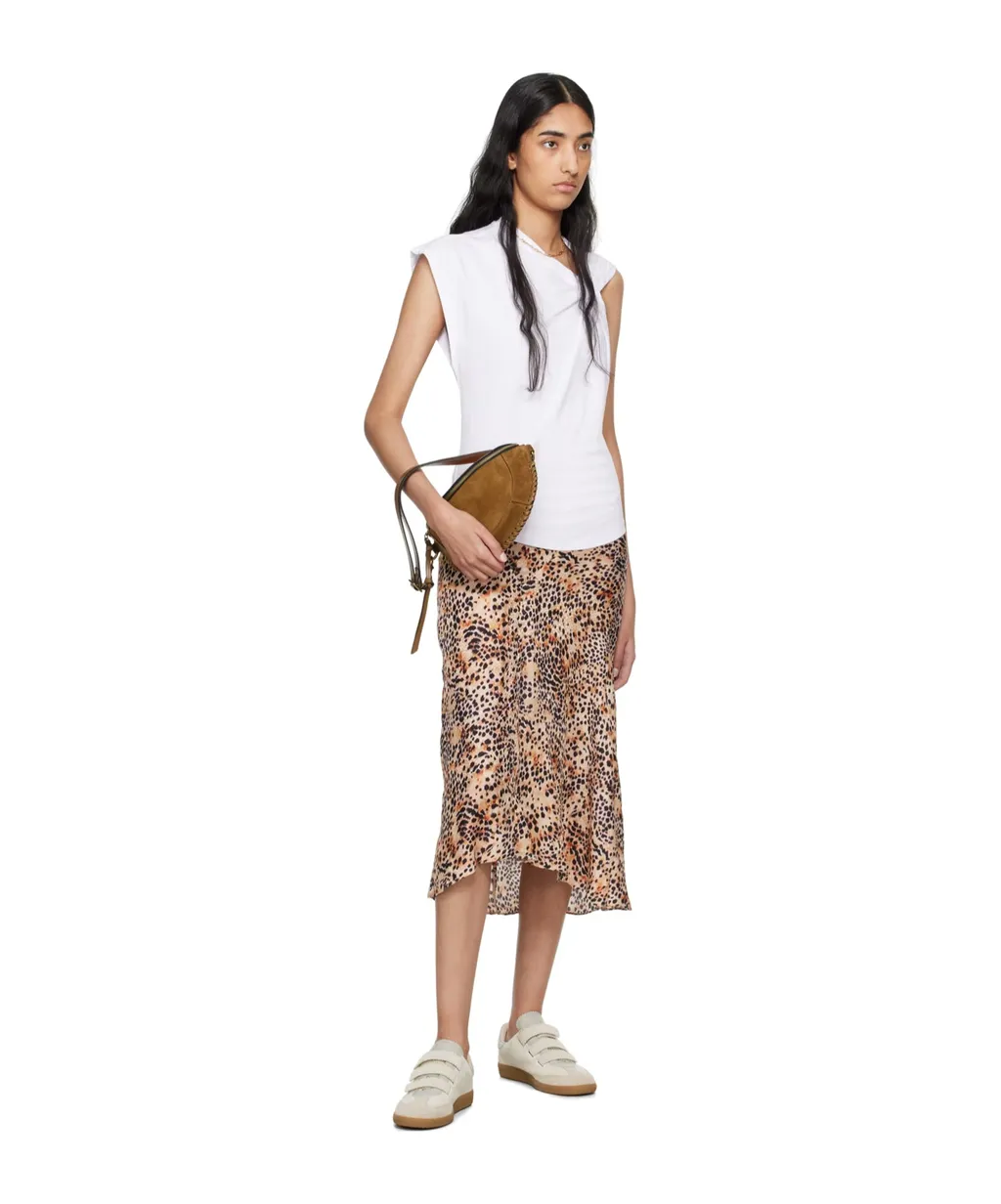 Animal-Print High-Low Midi Skirt