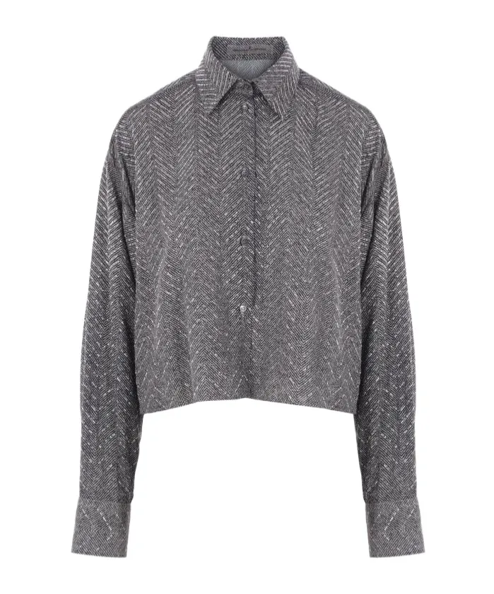 Herringbone Crystal-Embellished Shirt