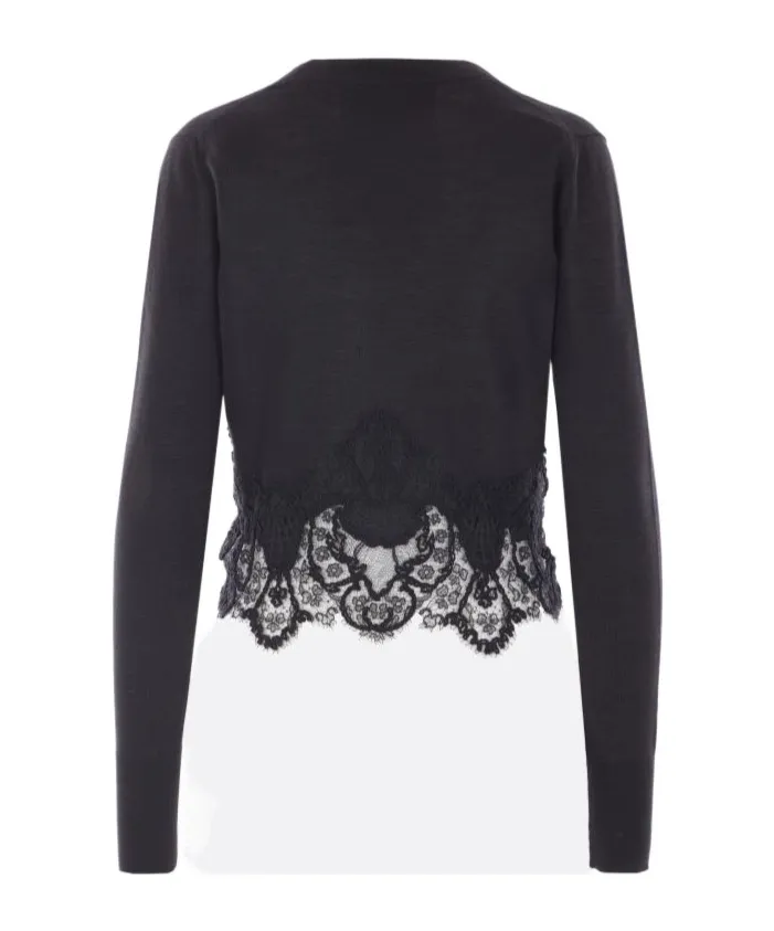 Long-Sleeved Scalloped-Lace Cardigan