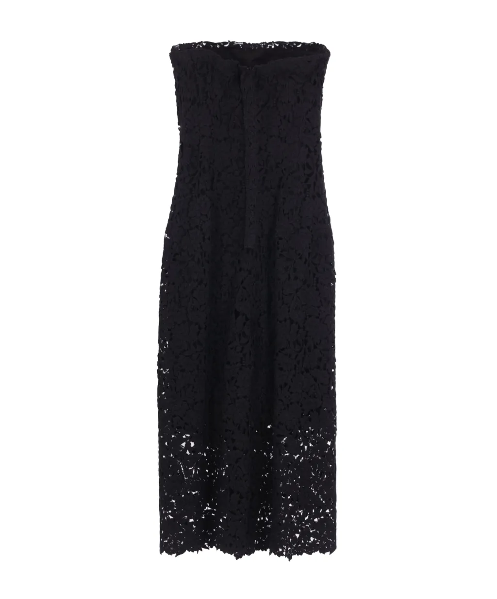 Floral-Lace Strapless Dress