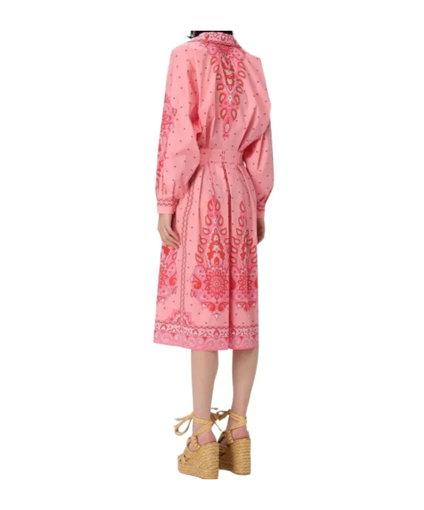Paisley-Printed Pleated Shirt Dress