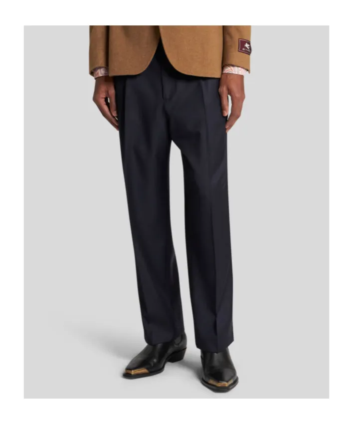 Pleated Straight-Leg Trousers