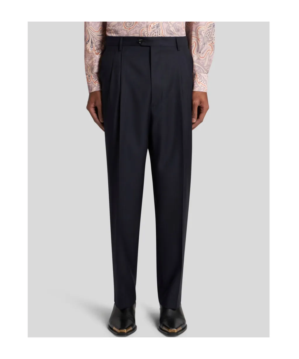 Pleated Straight-Leg Trousers