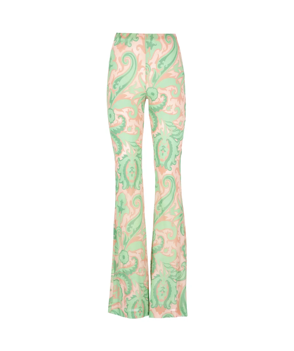 Paisley-Printed Flared Pants