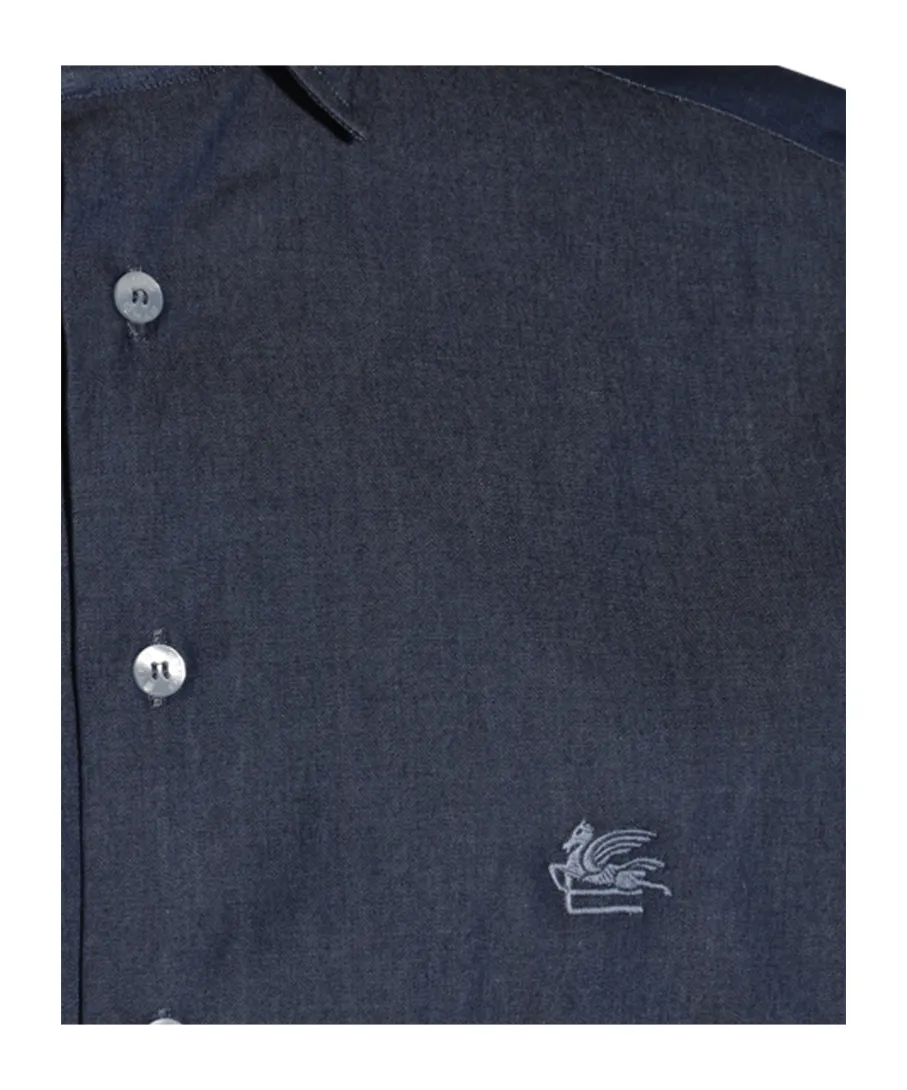 Logo Embroidered Curved Hem Shirt