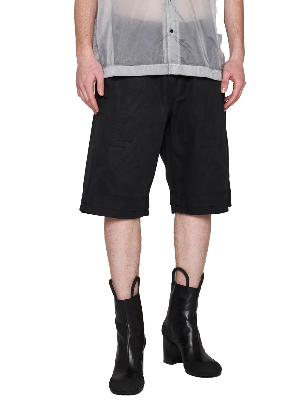 Embossed-Logo Knee-Length Shorts