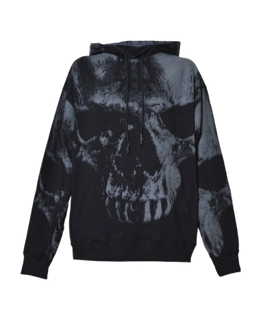 Skull-Print Cotton Hoodie