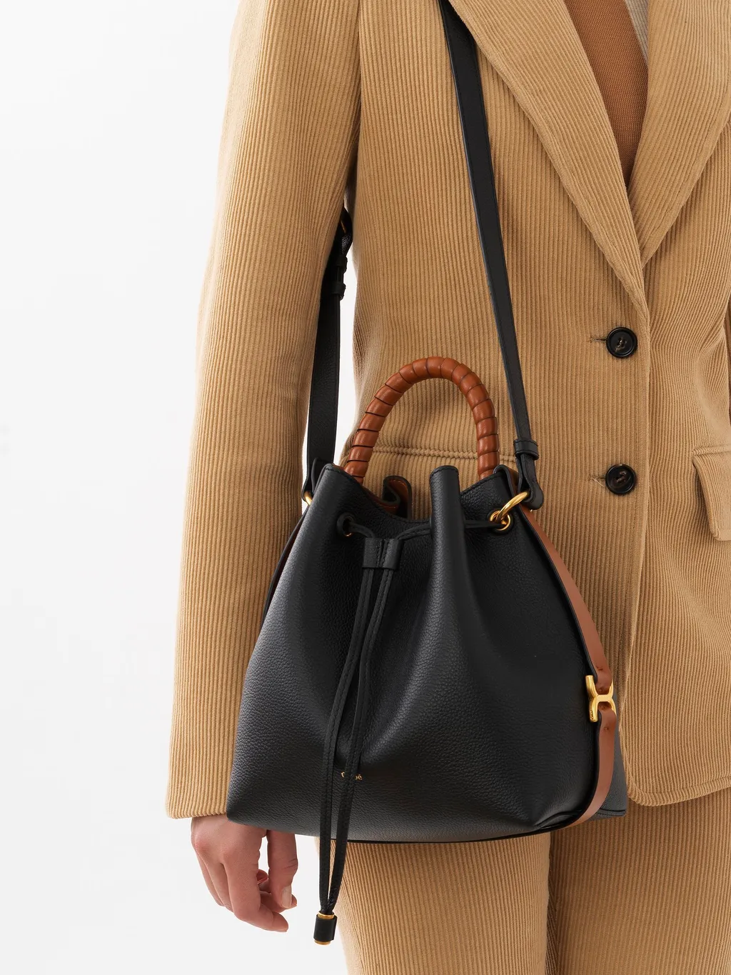 Marcie Drawstring Small Bucket Bag