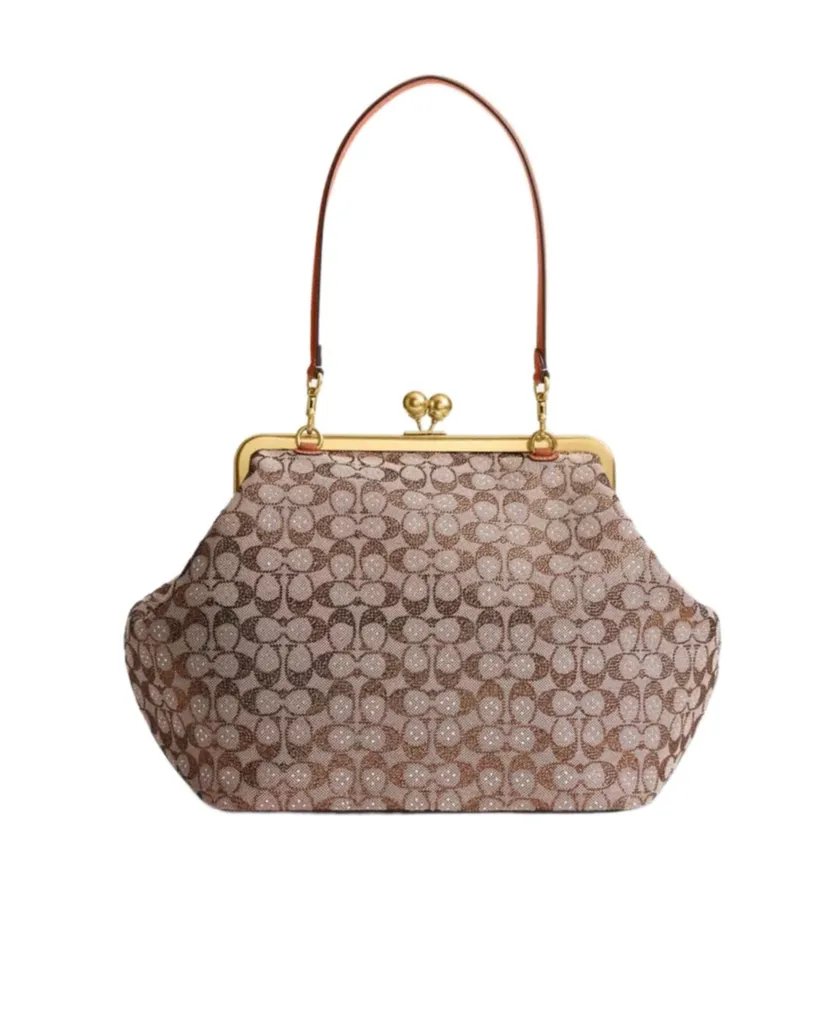 Large Kisslock Frame Bag In Crystal Signature Jacquard