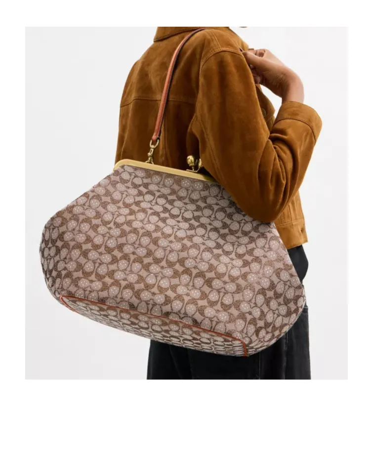 Large Kisslock Frame Bag In Crystal Signature Jacquard