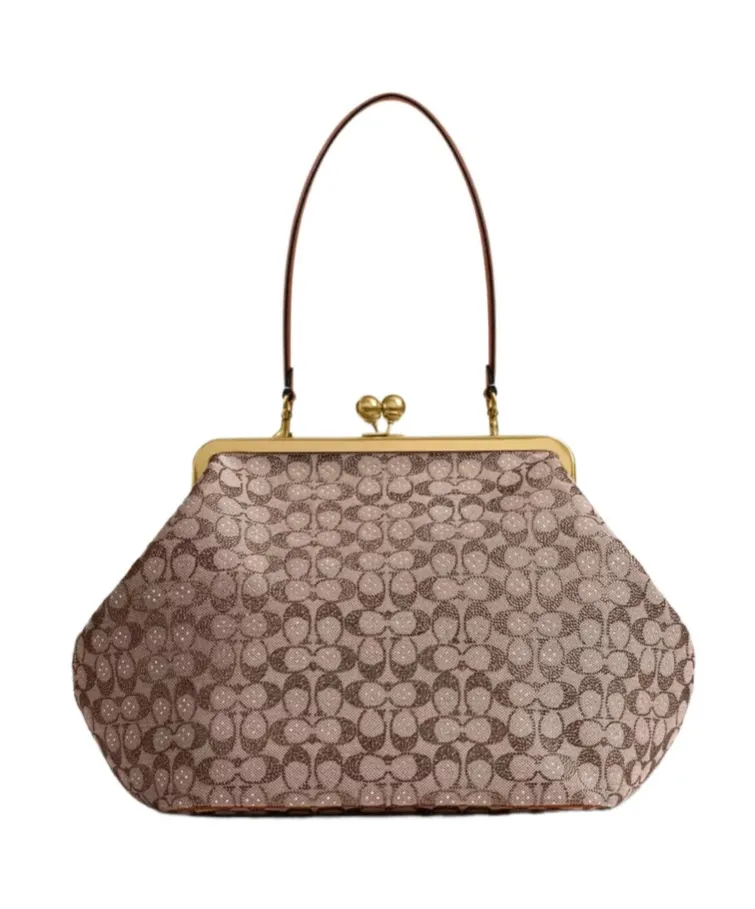 Large Kisslock Frame Bag In Crystal Signature Jacquard