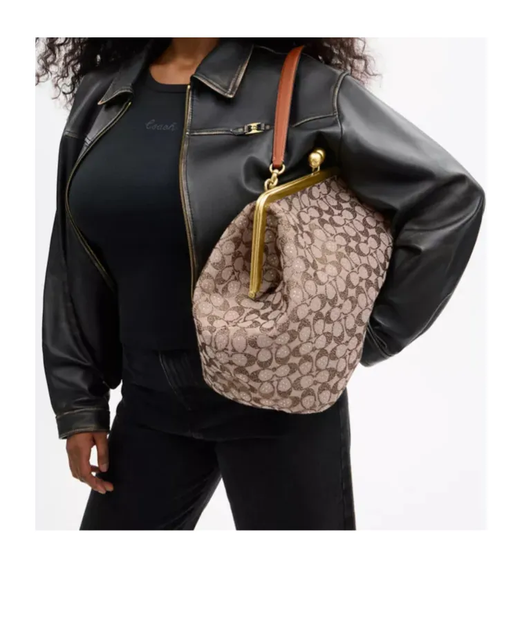 Large Kisslock Frame Bag In Crystal Signature Jacquard