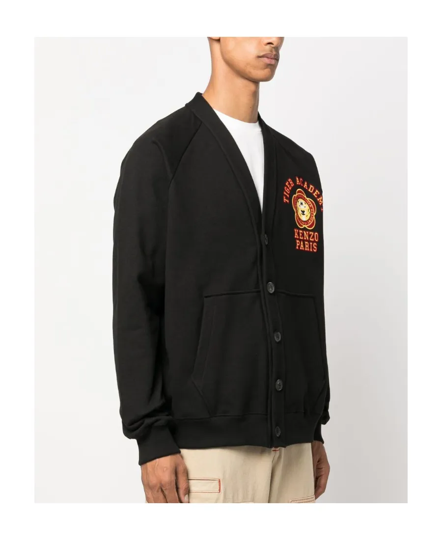 Logo-Embroidered V-Neck Buttoned Jacket