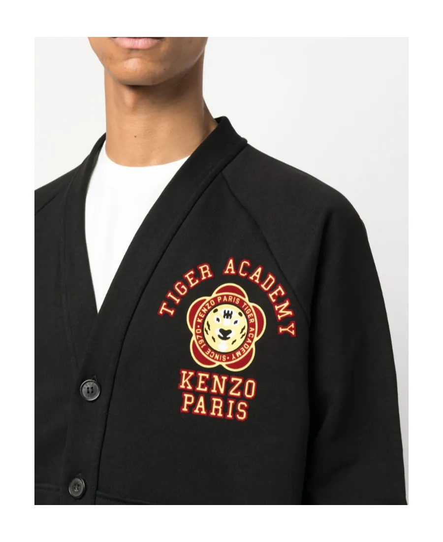 Logo-Embroidered V-Neck Buttoned Jacket