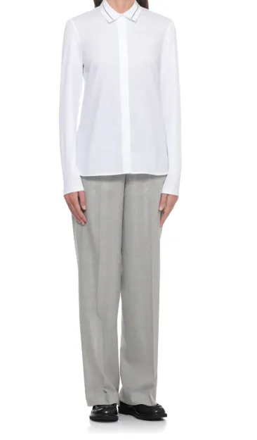 Contrast-Collar Long-Sleeve Shirt